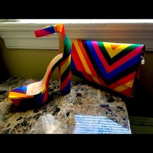rainbow chunky high hill and clutch